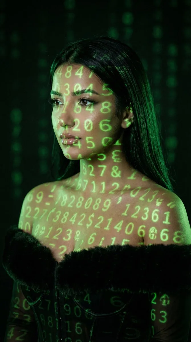 Cyber green code portrait — Sonra