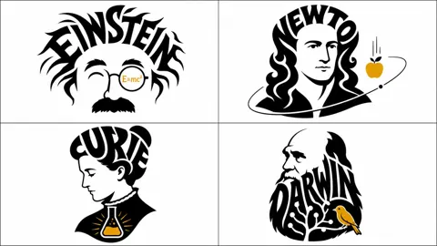 Scientists name structured negative space logo