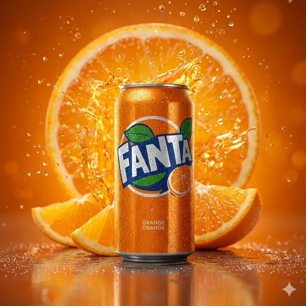 Hyper realistic fanta splash — After