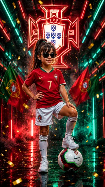 Ultra realistic portugal girl football champion