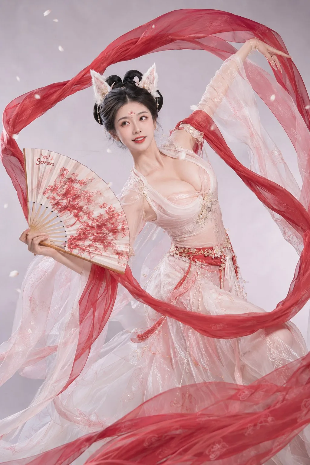 Realistic ancient chinese dance fox aesthetic portrait — Sonra