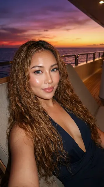 Sunset yacht korean goddess