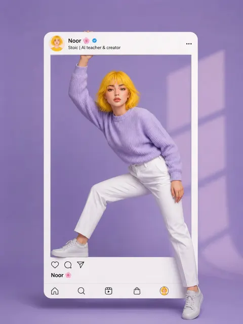 3d instagram mockup anime girl lavender aesthetic