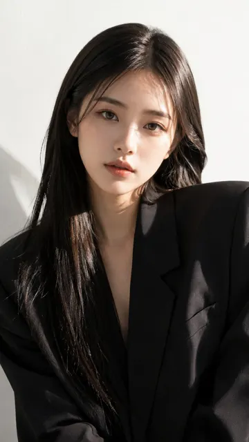 Ultra realistic editorial portrait black blazer