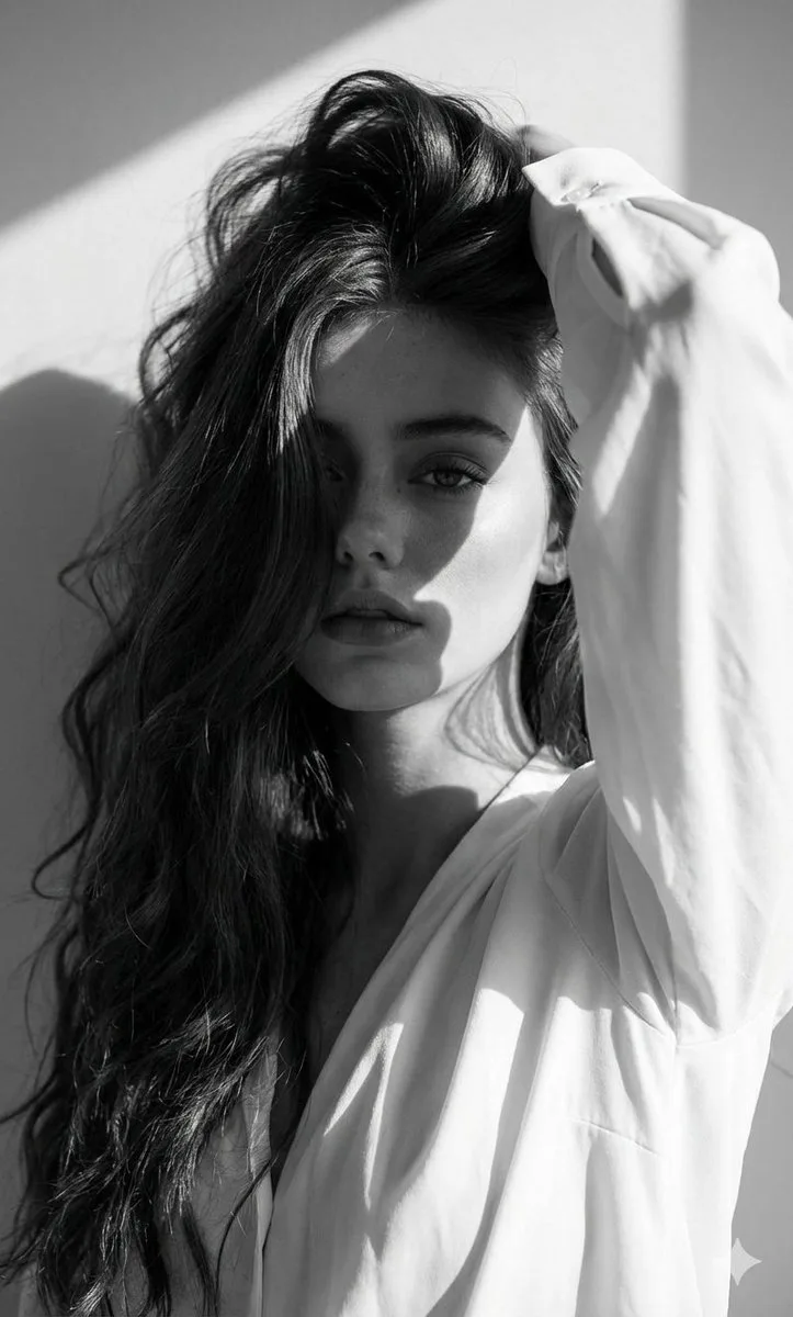Black and white fashion cover portrait — After