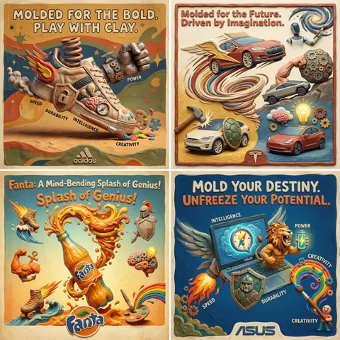 Retro clay surreal product ad