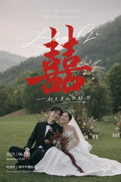 Cinematic wedding invitation visual design