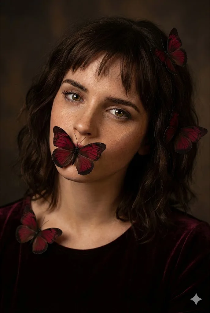 Crimson butterfly mysterious portrait — After