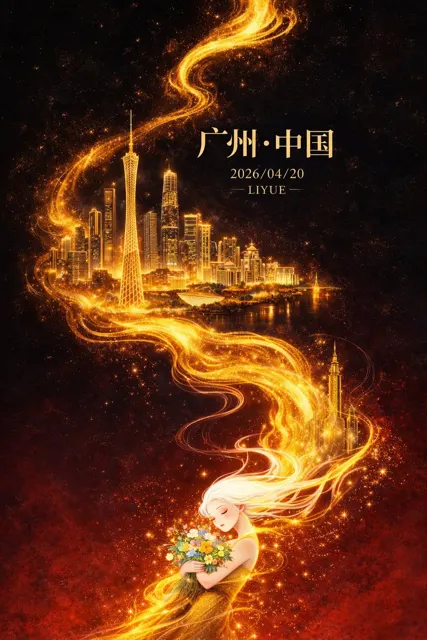 Golden guangzhou tower poster