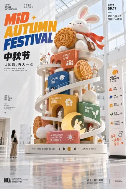 Museum atrium monumental mid autumn poster