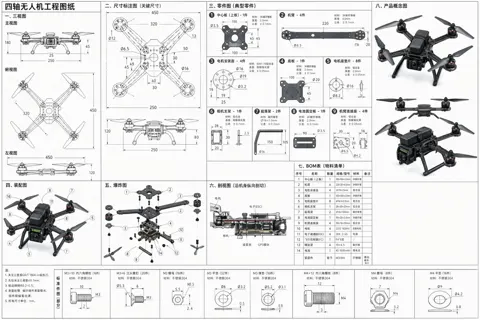 Quadcopter full dimension drawings