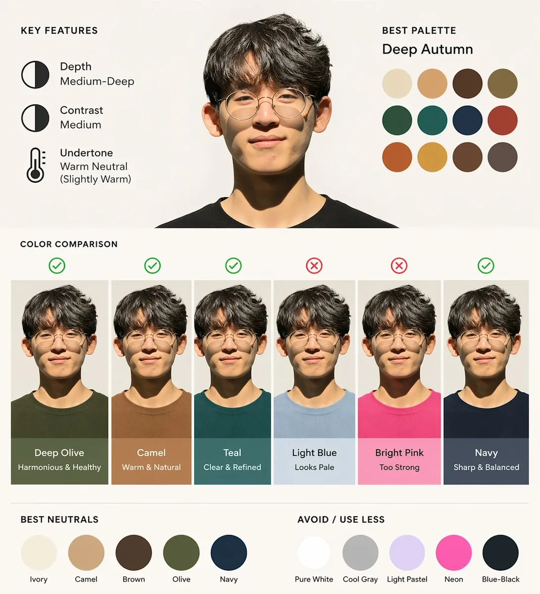 Minimal text personal color chart — After