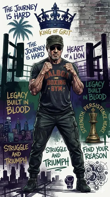 Gritty urban comic book rocky balboa motivational poster