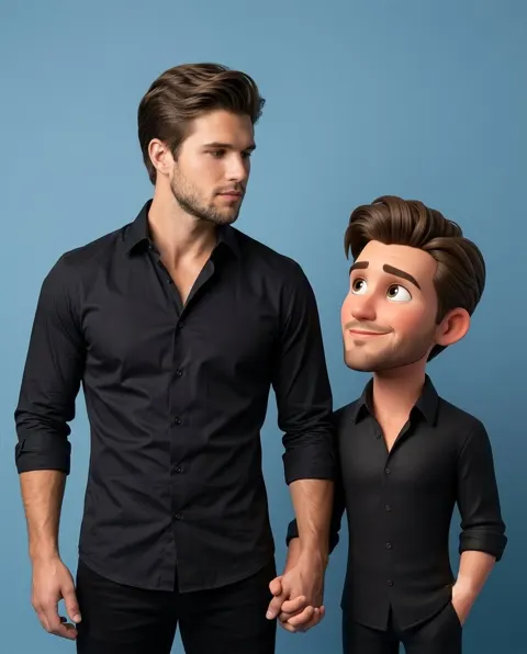 Realistic person 3d caricature companion