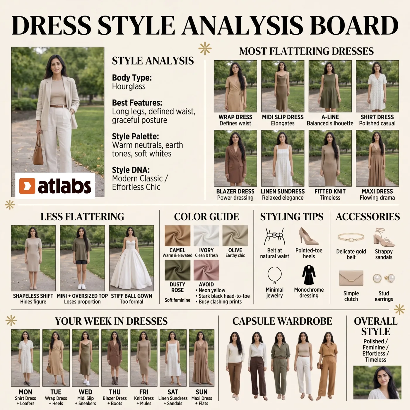 Editorial dress style analysis mood board — Sonra