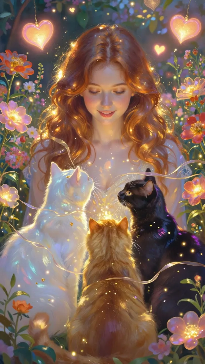Dreamy valentine garden redhead cats — Sonra