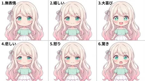 Anime character emotion grid