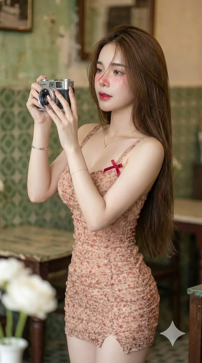 Vintage camera girl soft portrait — After