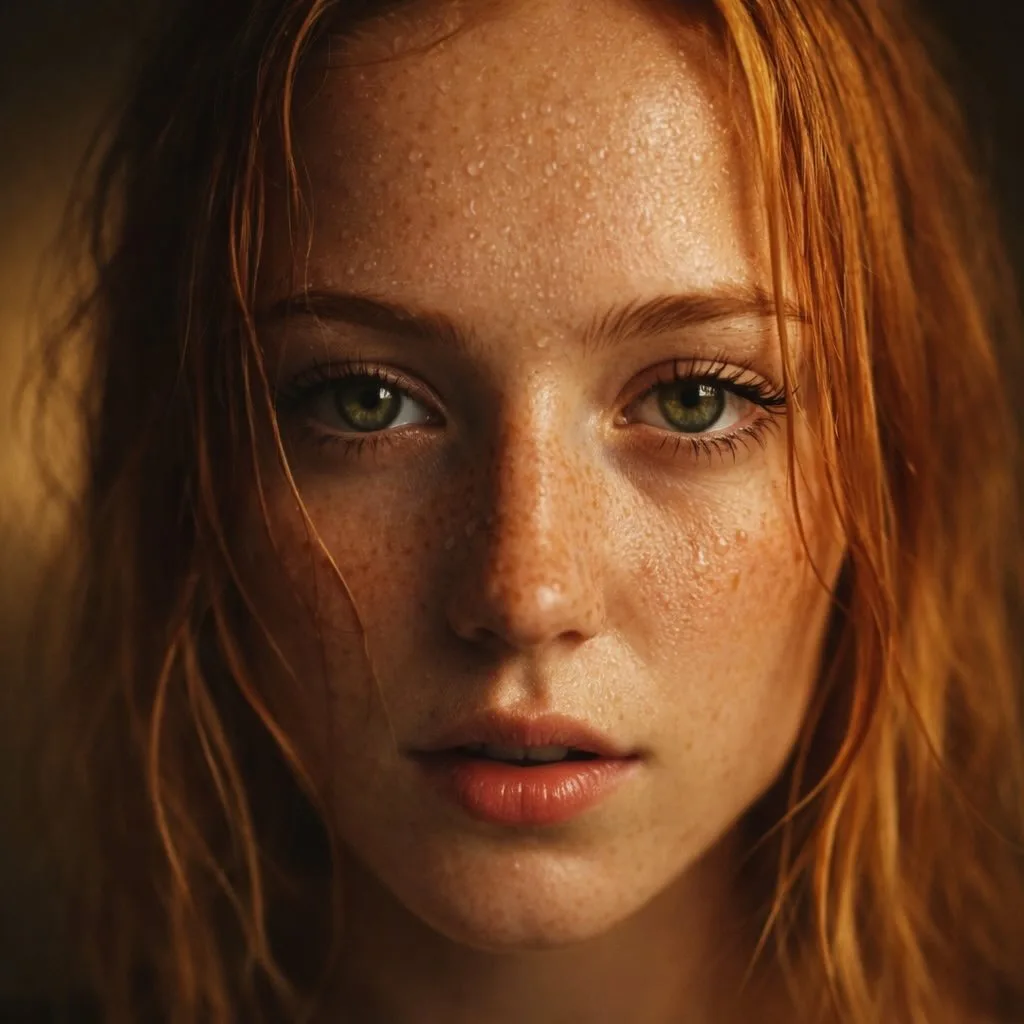 Cinematic redhead freckles portrait — Sonra