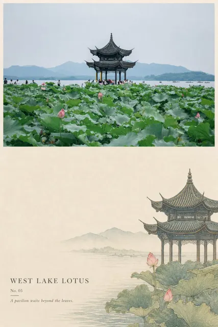 Song dynasty academy style travel poster design