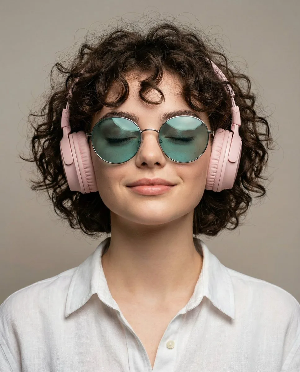 Fashionable curly woman music — Sonra