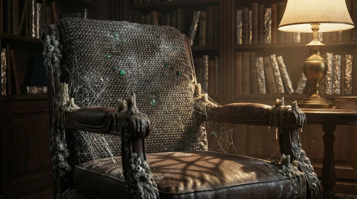 Dim library emerald chainmail chair — Sonra