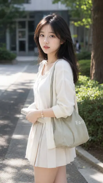 Campus fresh oriental woman portrait photography