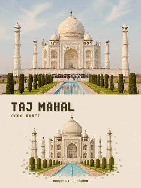 High end pixel game travel poster