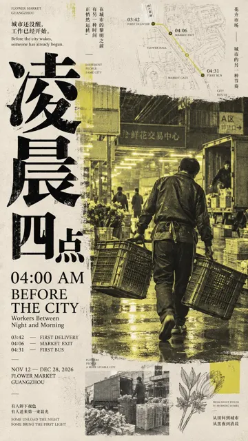 East asian editorial design unbalanced layout poster