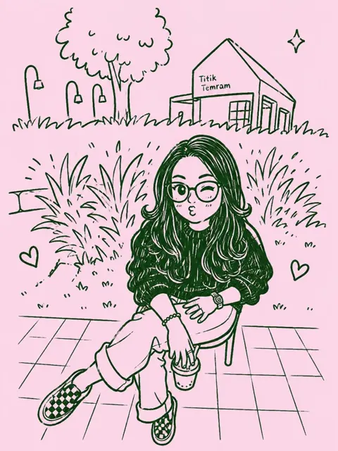 Kawaii monochrome chibi doodle portrait