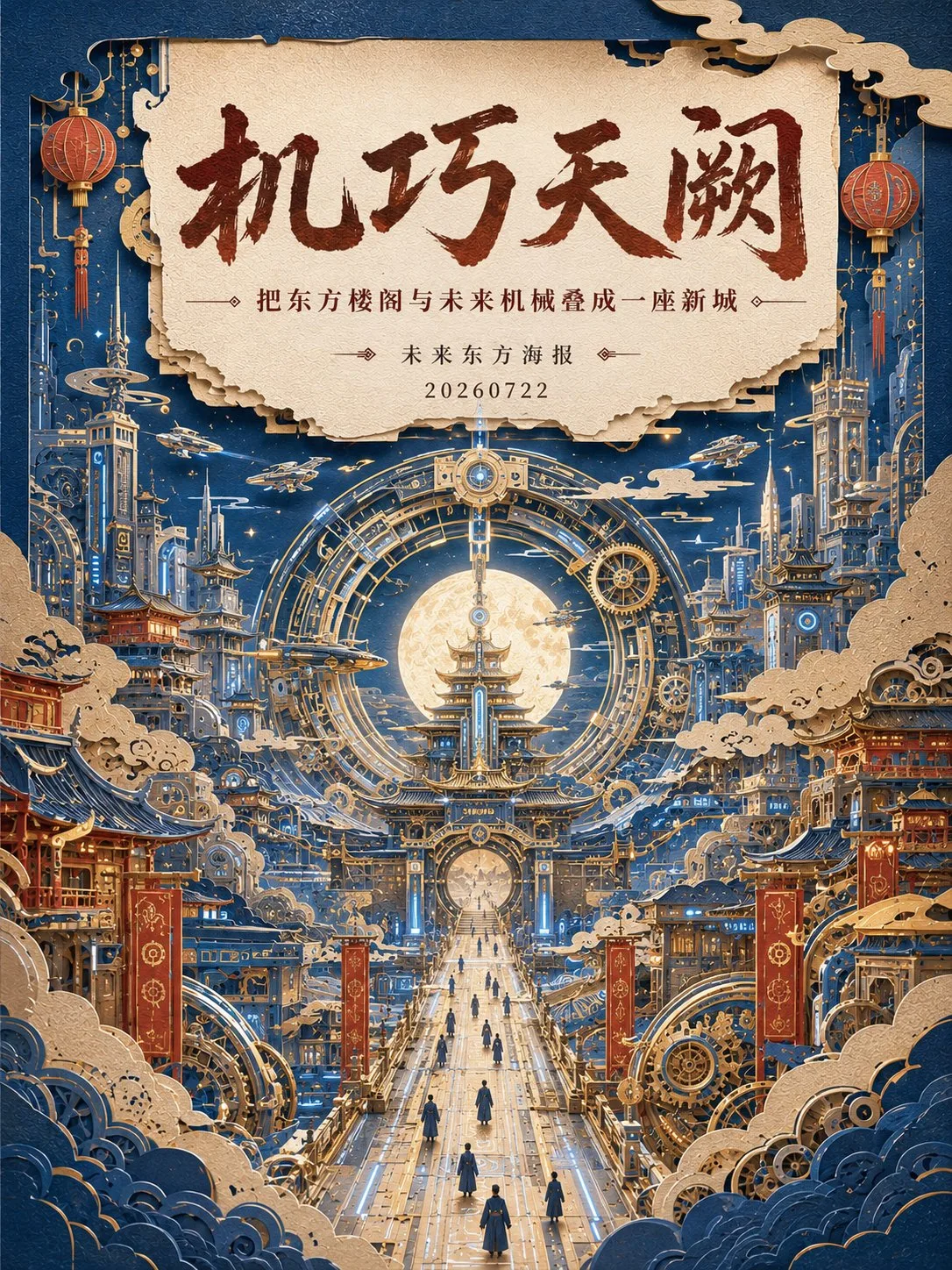 Oriental fantasy paper carving art poster — Sonra