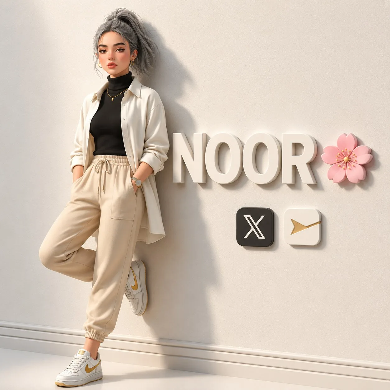 Premium 3d cartoon female character poster noor — Sonra