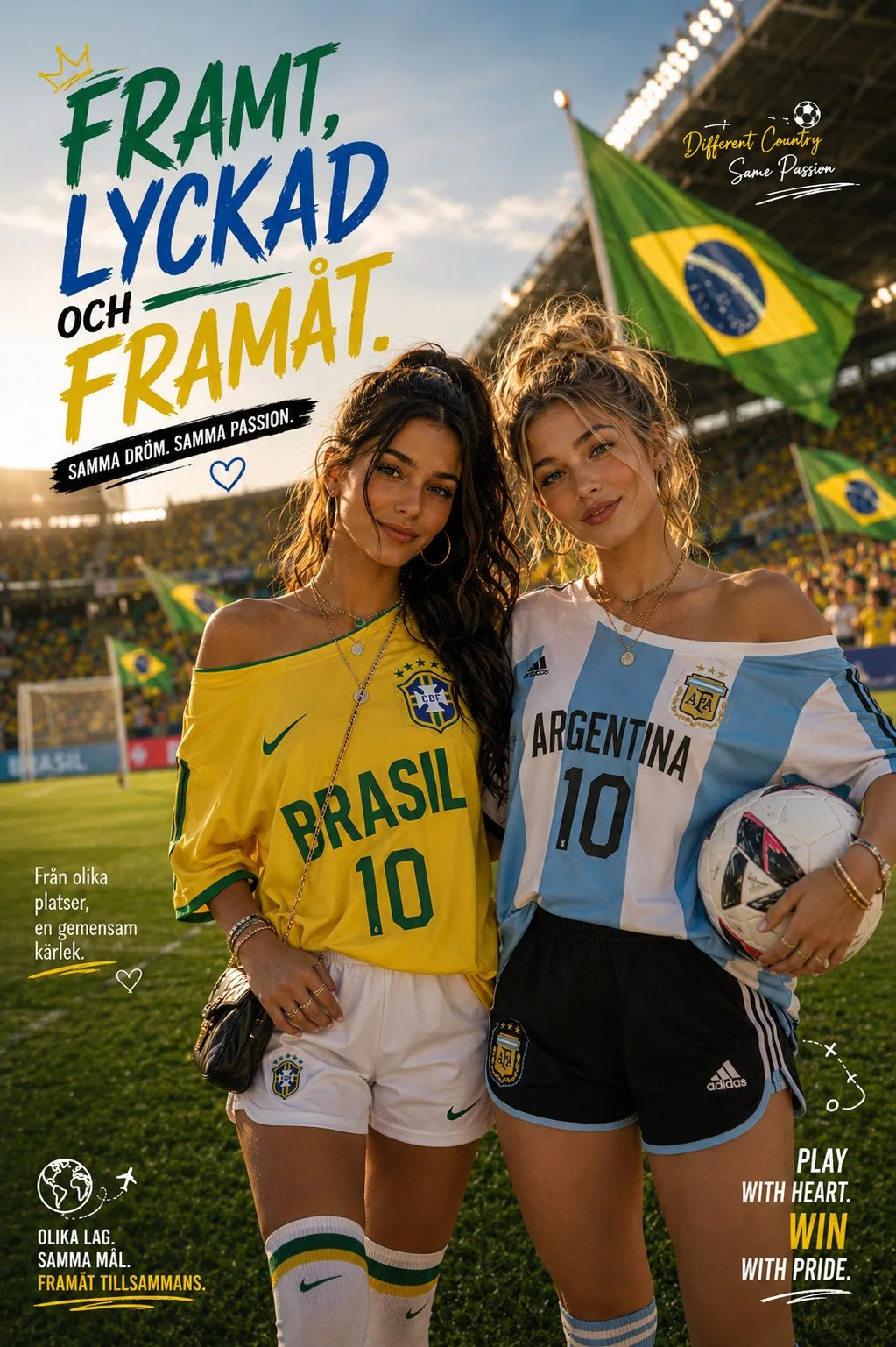 Brazil argentina soccer fans golden hour poster — Sonra