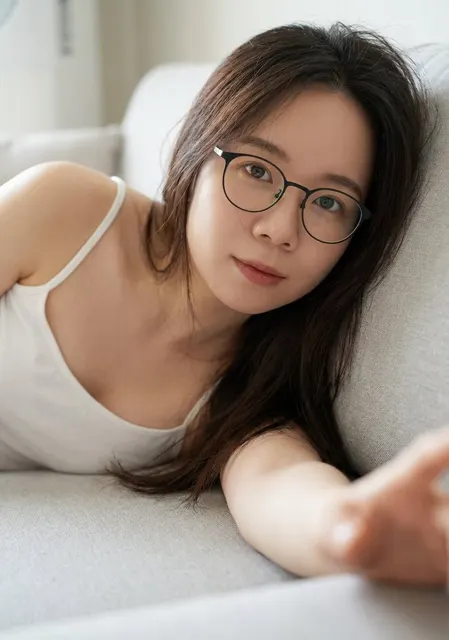 Lazy sofa gentle glasses girl