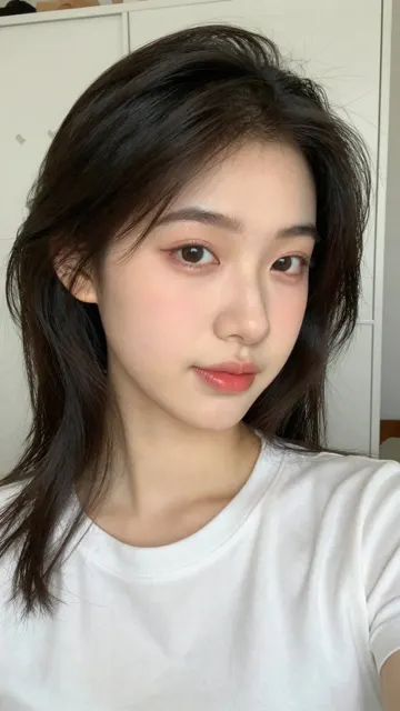 Young east asian woman indoor selfie natural makeup