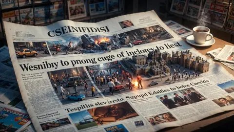 Epic 3d newspaper headlines erupting