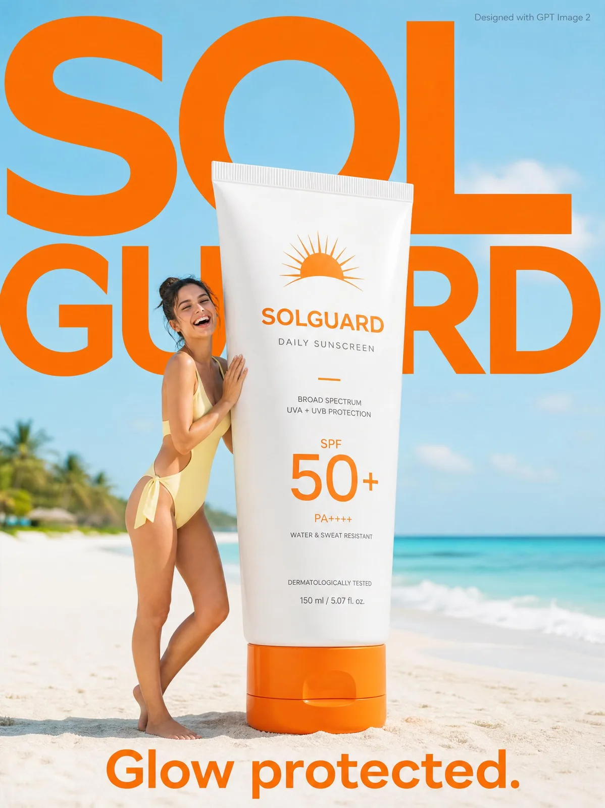 Summer skincare advertisement poster solguard — Sonra