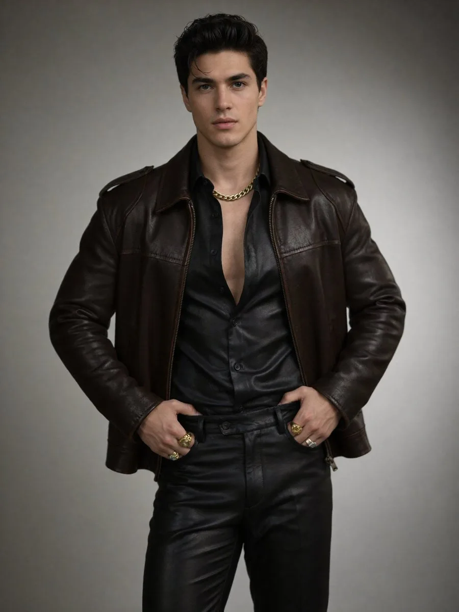 Cinematic high fashion leather portrait — Sonra