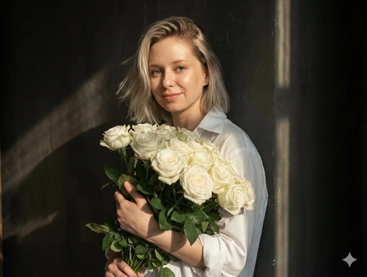 White rose girl glow — Sonra