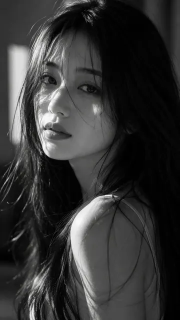 Ultra photorealistic cinematic black and white fine art portrait