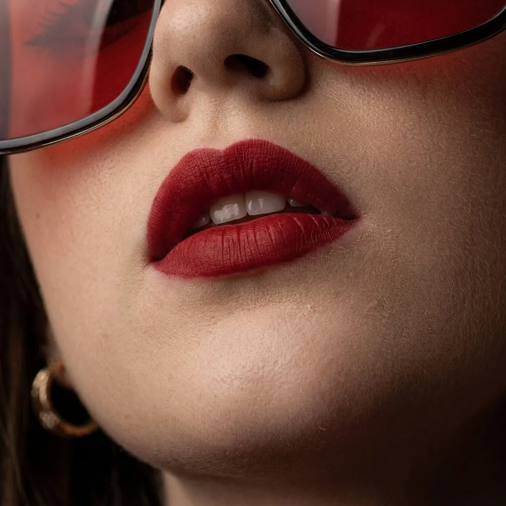 Red monochromatic high fashion beauty portrait — Sonra