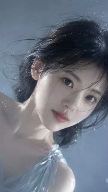 Realistic water glass cinematic portrait