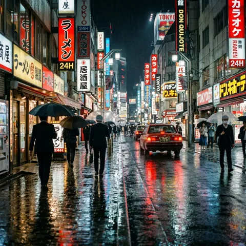 Cyberpunk tokyo neon street