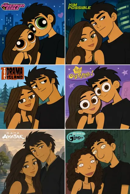 2000s iconic cartoon style collage