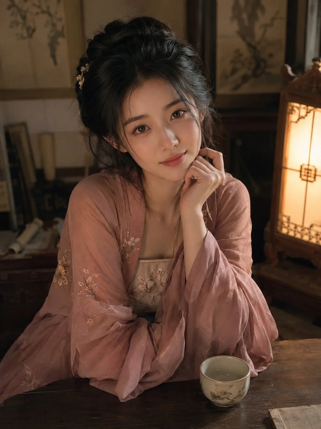 Ancient style realistic korean woman hanfu portrait — Sonra