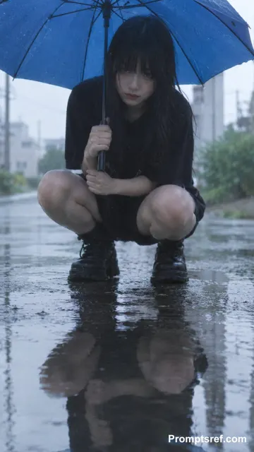 Early 2000s japanese magazine rainy day portrait