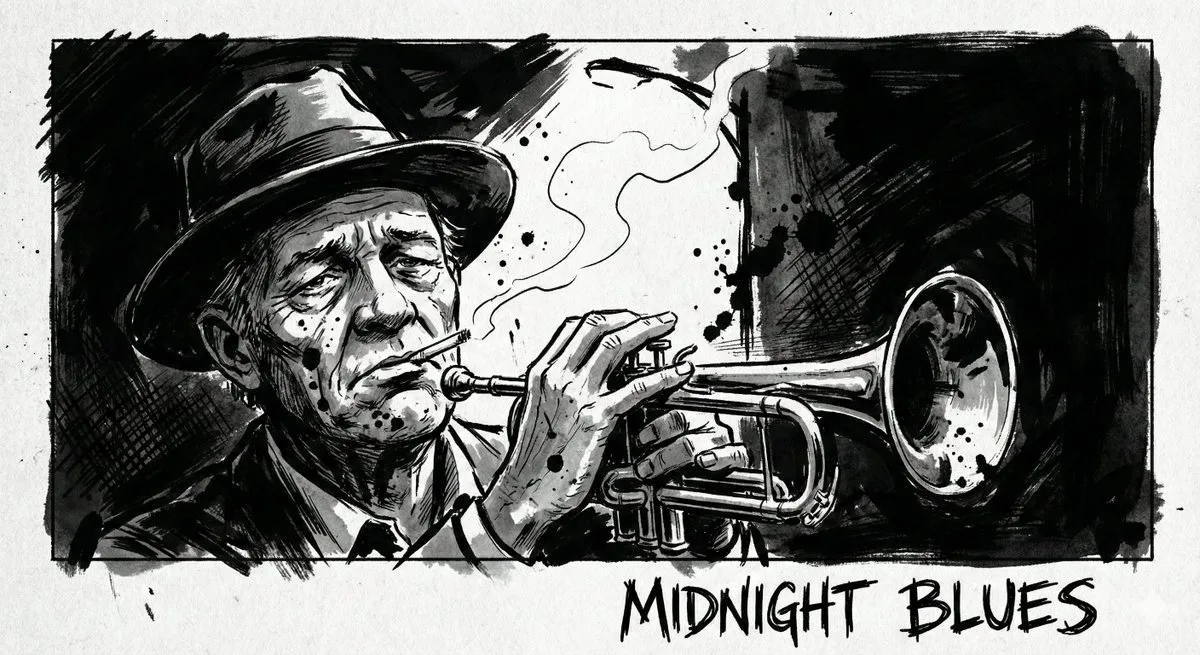 Dramatic ink noir portrait — Sonra