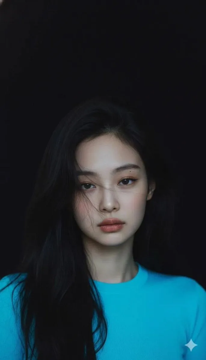 Neon blue girl dark minimal — Sonra