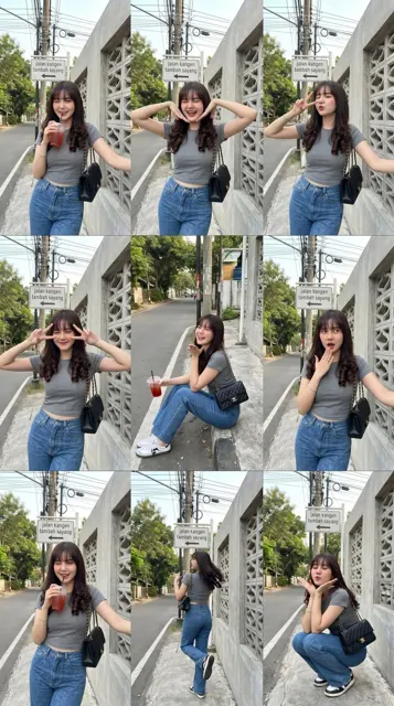 Korean style girl street photography collage