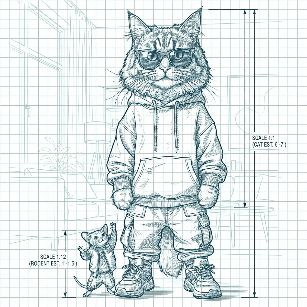 Vintage blueprint schematic — After
